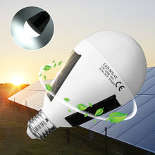 Load image into Gallery viewer, Solar Powered E27 12W White Portable Outdoor LED Emergency Light Bulb for Garden Camping AC85-265V