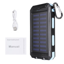 Load image into Gallery viewer,  20000mAh Solar Charging Power Bank SOS Mode Portable Cell Phone Solar Charger with Dual USB Charging Ports LED Flashlight Carabiner/Compass