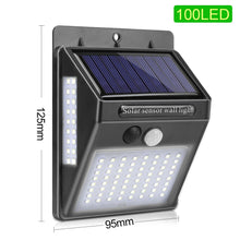 Load image into Gallery viewer, 100 LED Solar Light Outdoor Solar Lamp PIR Motion Sensor Wall Light Waterproof Solar Powered Sunlight for Garden Decoration