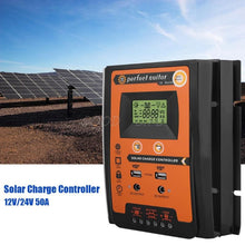 Load image into Gallery viewer, Charge controller 12V 24V 30A 50A 70A MPPT Solar Charge Controller Solar Panel Battery Regulator Dual USB LCD Display