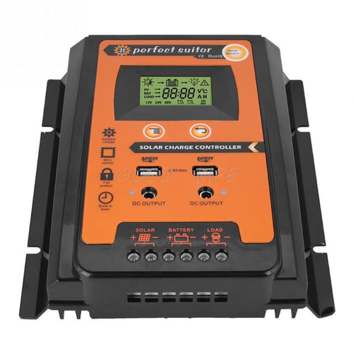 Charge controller 12V 24V 30A 50A 70A MPPT Solar Charge Controller Solar Panel Battery Regulator Dual USB LCD Display