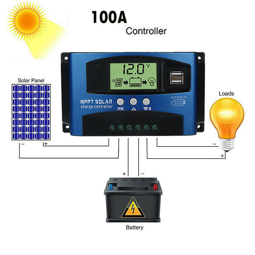 30-100A MPPT Solar Panel Regulator Charge Controller 12v/24V Auto Focus Tracking