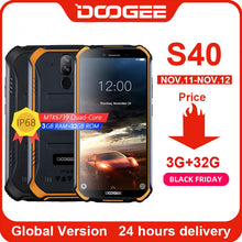 Load image into Gallery viewer, DOOGEE S40 4GNetwork Rugged Mobile Phone 5.5inch Display 4650mAh MT6739 Quad Core 3GB RAM 32GB ROM Android 9.0 8.0MP IP68/IP69K