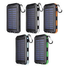 Load image into Gallery viewer,  20000mAh Solar Charging Power Bank SOS Mode Portable Cell Phone Solar Charger with Dual USB Charging Ports LED Flashlight Carabiner/Compass