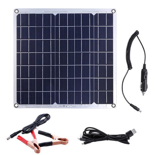 50W 12/5V Portable Solar Panel Dual USB For Car RV Battery Charge 