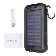 Load image into Gallery viewer,  20000mAh Solar Charging Power Bank SOS Mode Portable Cell Phone Solar Charger with Dual USB Charging Ports LED Flashlight Carabiner/Compass